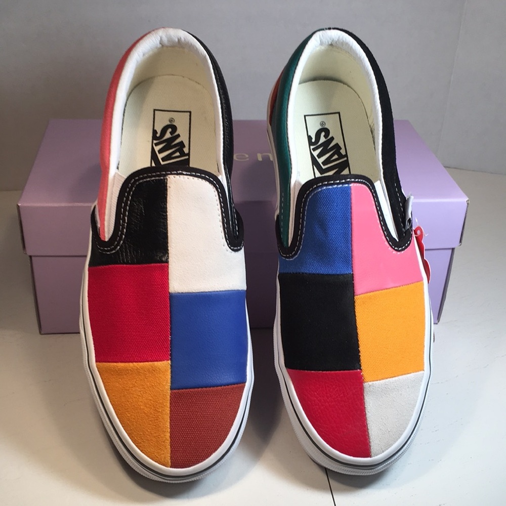 NWT Vans Classic Slip-Ons in Multicolor Patchwork Design Women’s 6